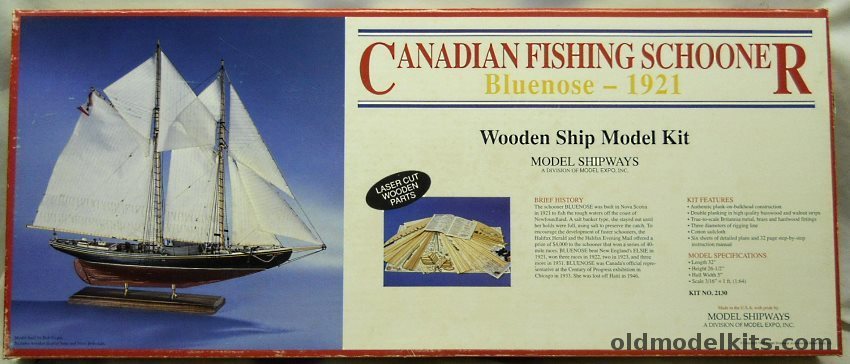 Model Shipways 1/64 Bluenose1921 Fishing Schooner - Laser Cut Wood and Metal Plank-On-Frame Ship Kit, 2130 plastic model kit